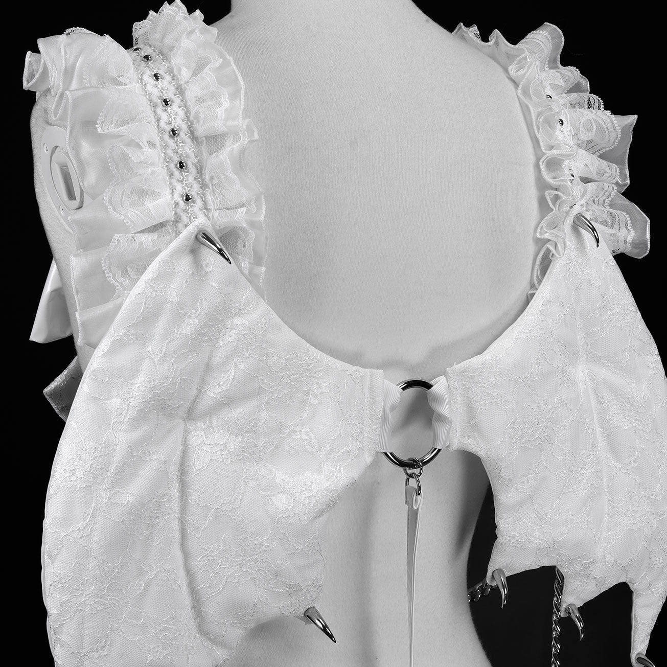 [1个月预订]迷你魔鬼翼丝带背带（白色）