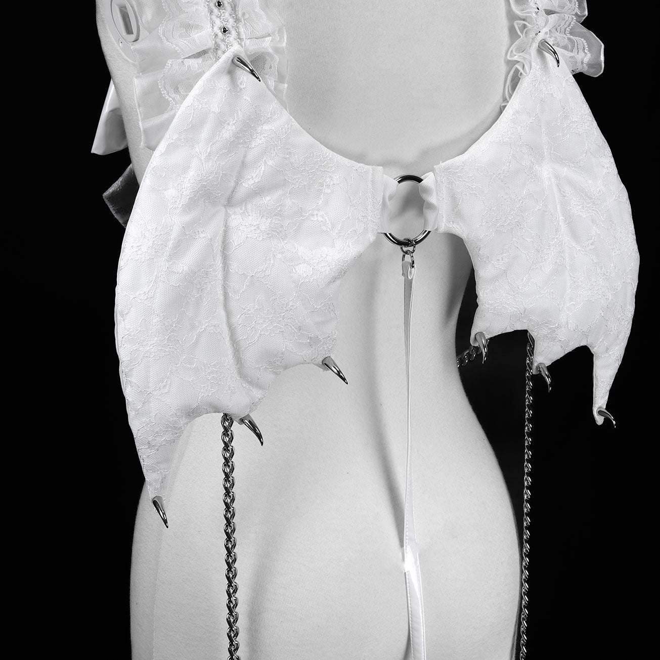 [1个月预订]迷你魔鬼翼丝带背带（白色）