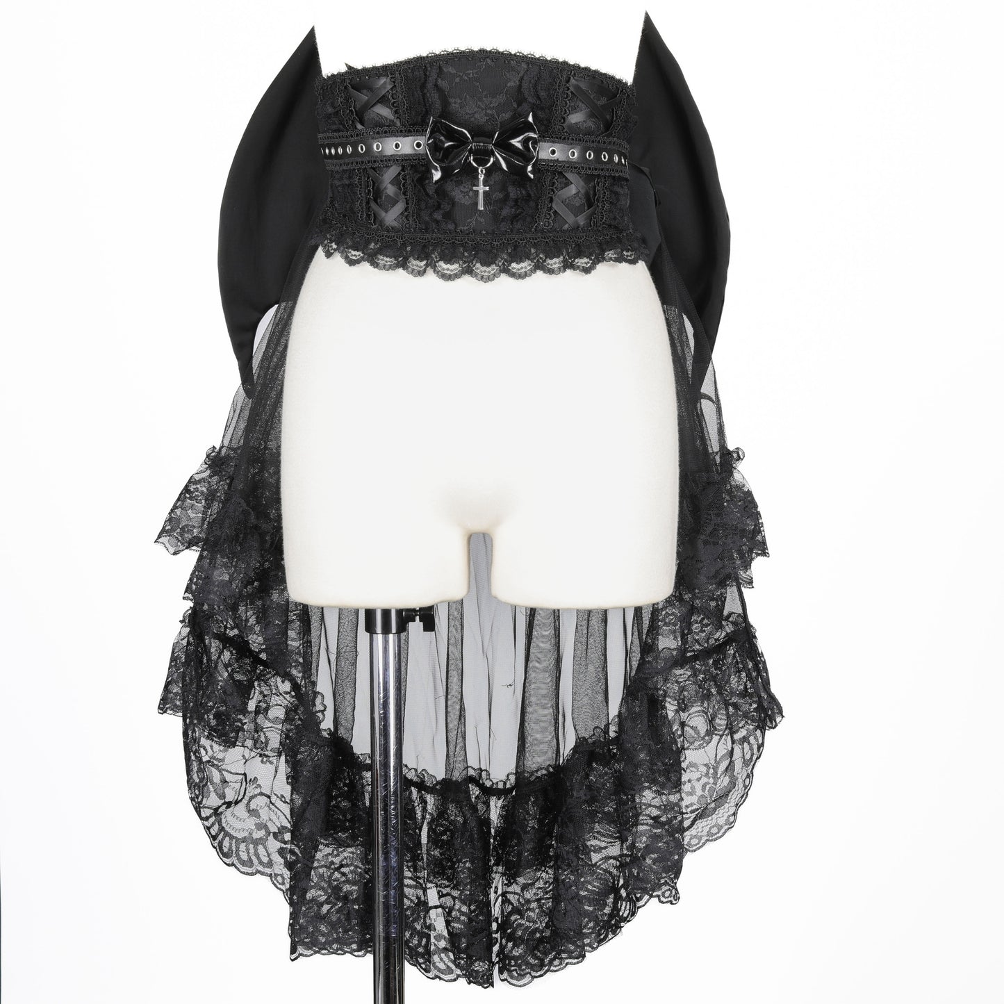 [予約1ヶ月]LACE-UP DEVIL WING BUSTLE OBI (BLACK)