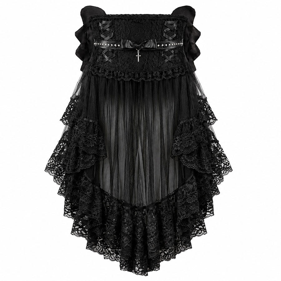LACE-UP ANGEL WING BUSTLE OBI (BLACK)