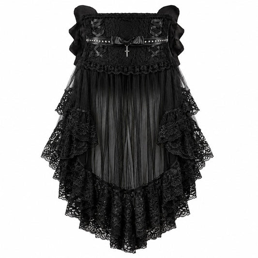 LACE-UP ANGEL WING BUSTLE OBI (BLACK)