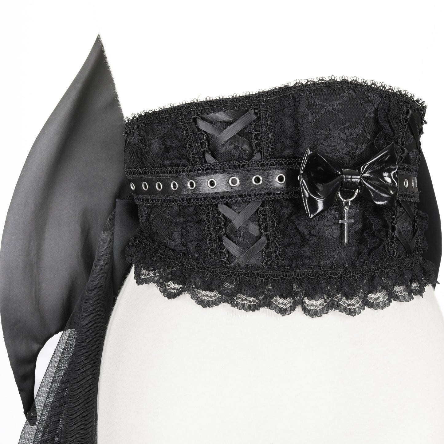 [予約1ヶ月]LACE-UP DEVIL WING BUSTLE OBI (BLACK)