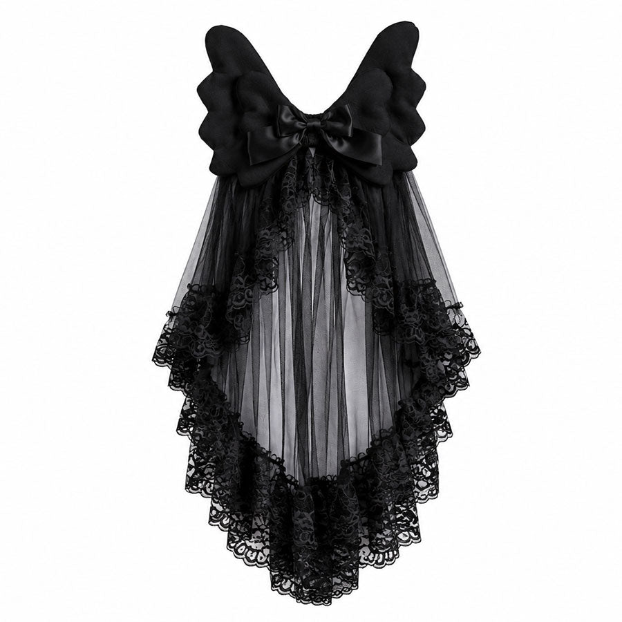LACE-UP ANGEL WING BUSTLE OBI (BLACK)