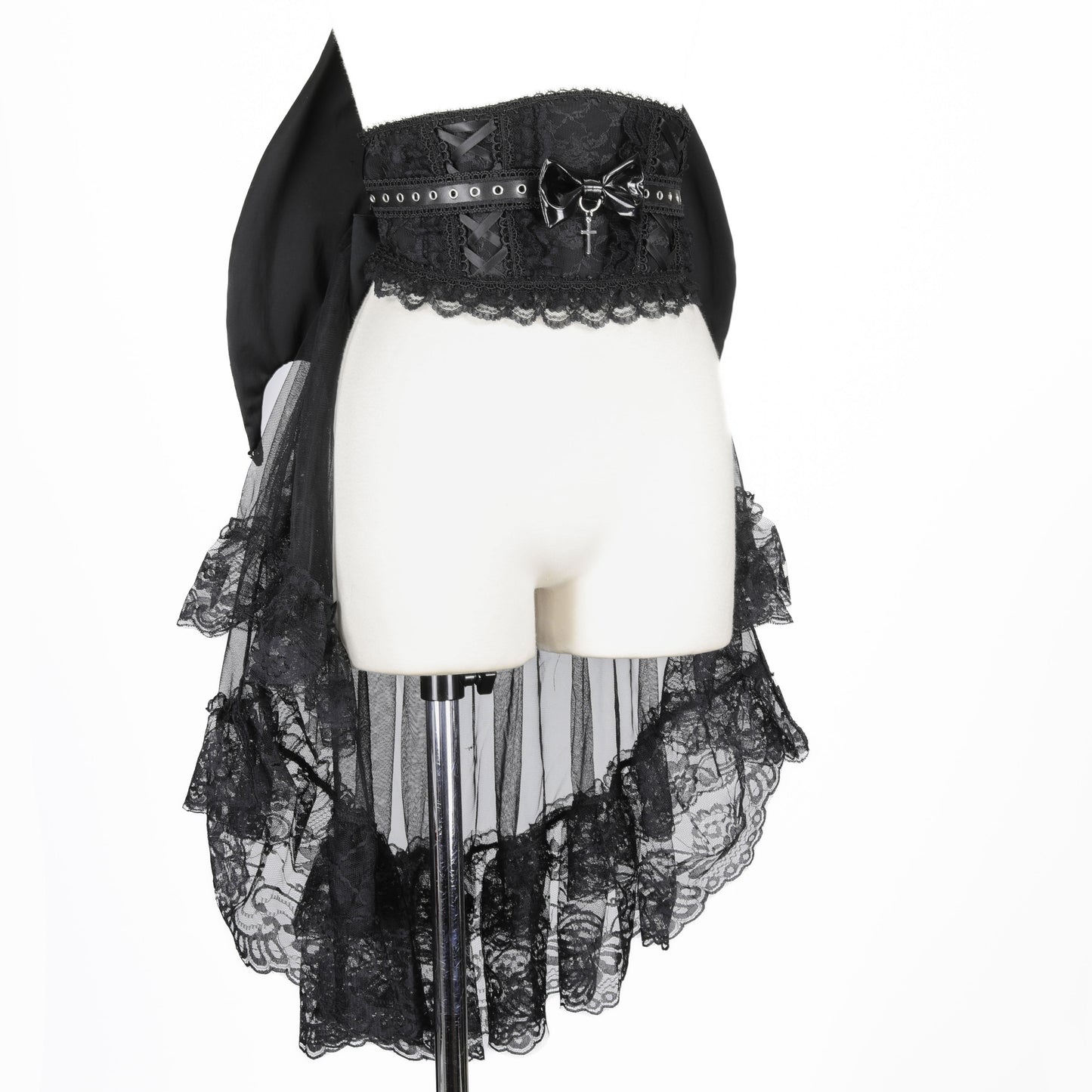 [予約1ヶ月]LACE-UP DEVIL WING BUSTLE OBI (BLACK)