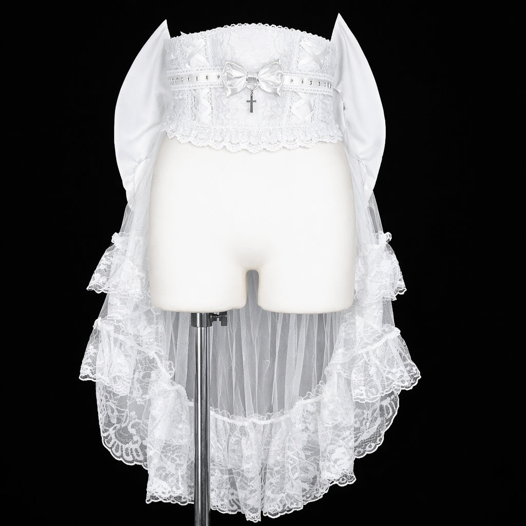 [予約1ヶ月]LACE-UP DEVIL WING BUSTLE OBI (WHITE)