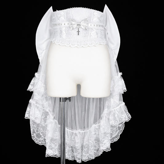 [予約1ヶ月]LACE-UP DEVIL WING BUSTLE OBI (WHITE)