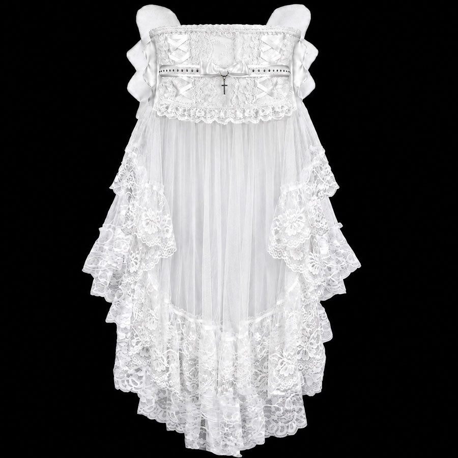 LACE-UP ANGEL WING BUSTLE OBI (WHITE)