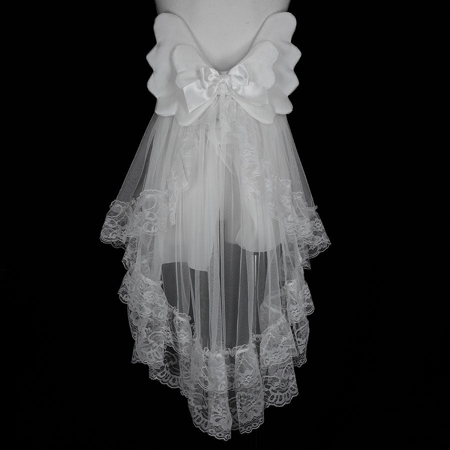 LACE-UP ANGEL WING BUSTLE OBI (WHITE)