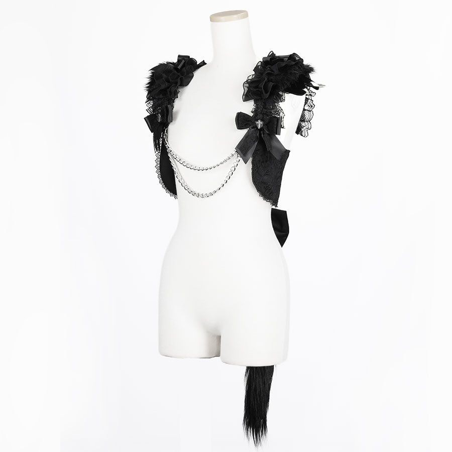 [预购期 2周]迷你猫爪尾巴背心式胸背带（黑色）