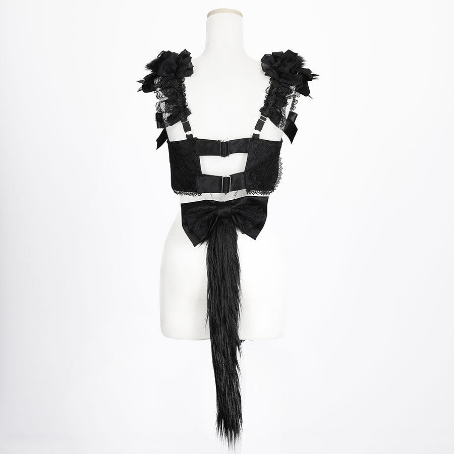 [预购期 2周]迷你猫爪尾巴背心式胸背带（黑色）