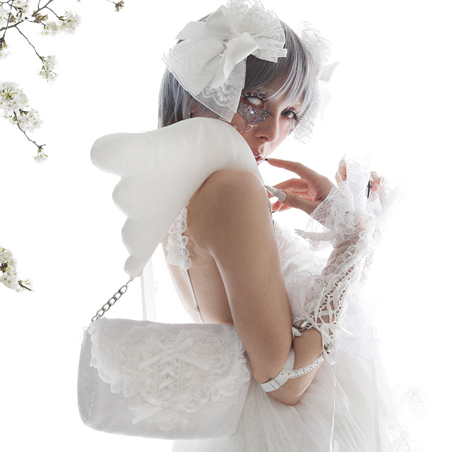 MINI 3D ANGEL WING SHOULDER BAG (WHITE)