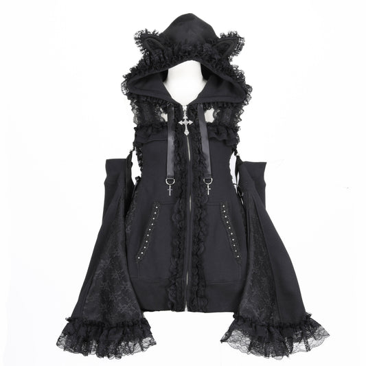 CAT EAR MINI SIDE LACE UP ONE PIECE (BLACK)