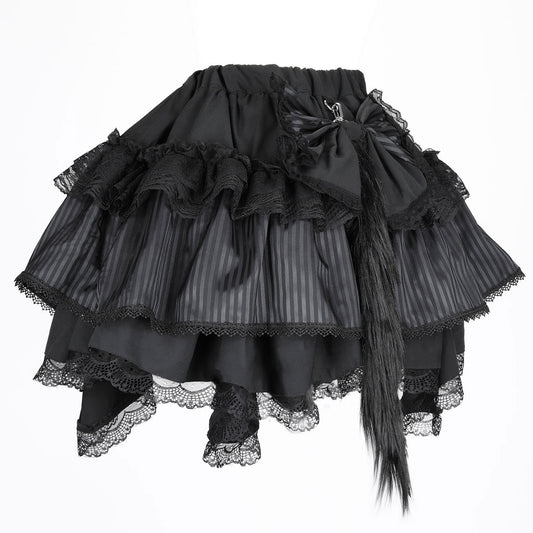 NEQ MINI CAT TAIL SKIRT (BLACK-STRIPE)