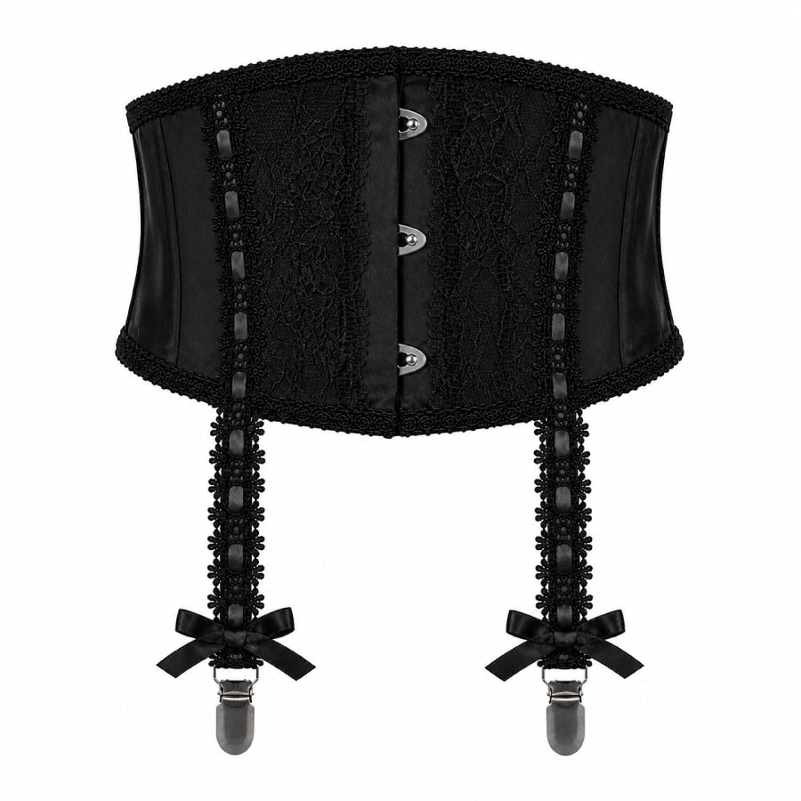 GARTER BELT-LIKE VERY SHORT CORSET (BLACK × BLACK)