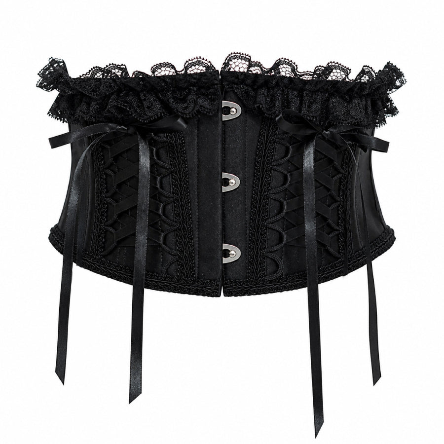 DOUBLE LACE UP VERY SHORT CORSET(BLACK × BLACK)