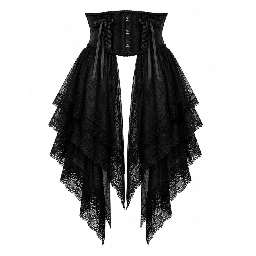 TIERED  LACE TAIL VERY SHORT CORSET (BLACK)