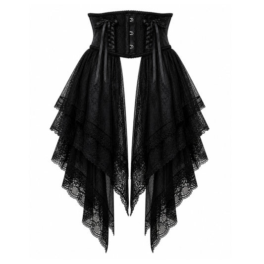 TIERED  LACE TAIL VERY SHORT CORSET (BLACK)
