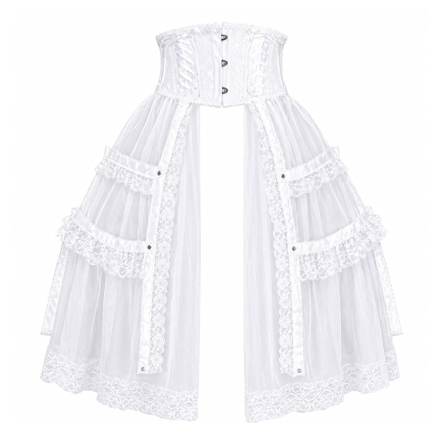 BIRDCAGE LACE TAIL VERY SHORT CORSET (WHITE)
