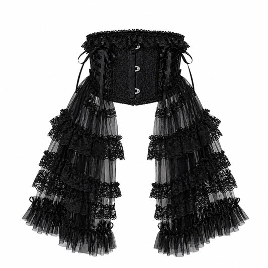 TIERED SIDE TAIL VERY SHORT CORSET (BLACK)