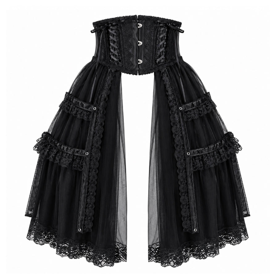 BIRDCAGE LACE TAIL VERY SHORT  CORSET (BLACK)