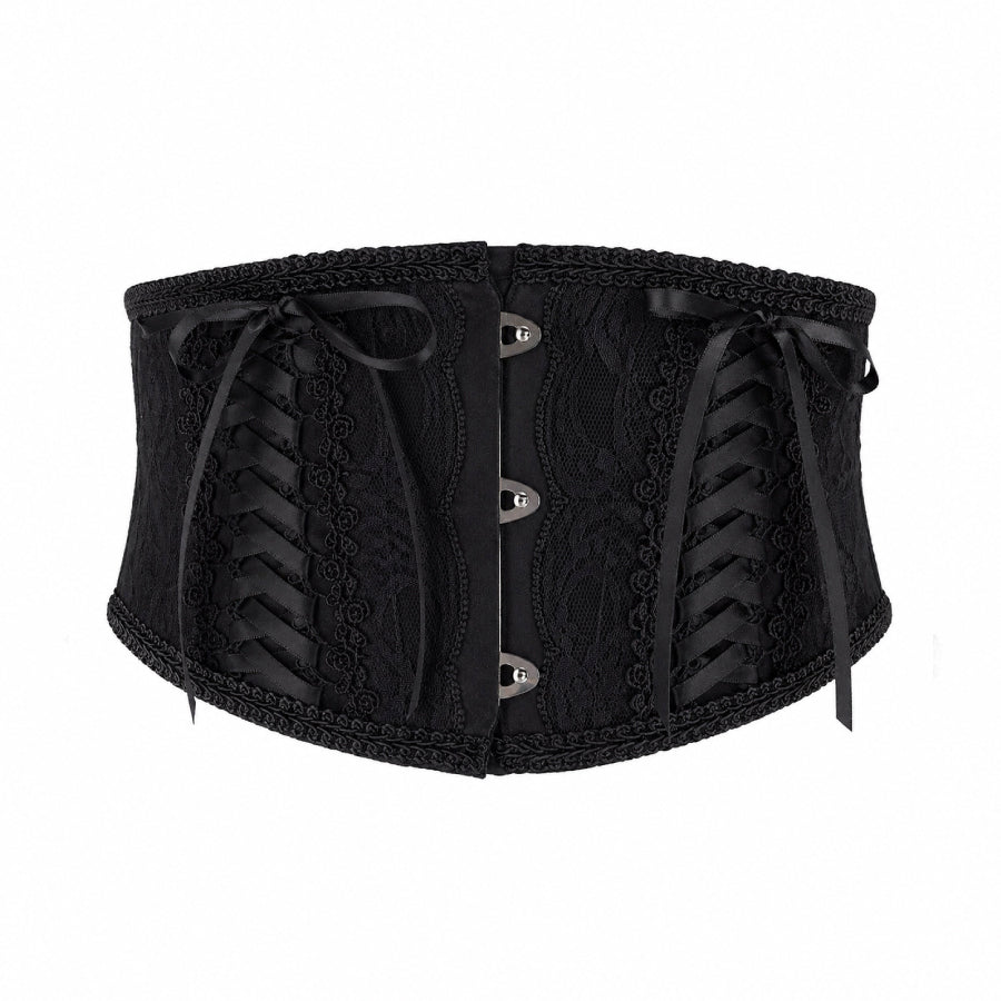 DOUBLE LACE UP VERY SHORT CORSET (BLACK × BLACK)