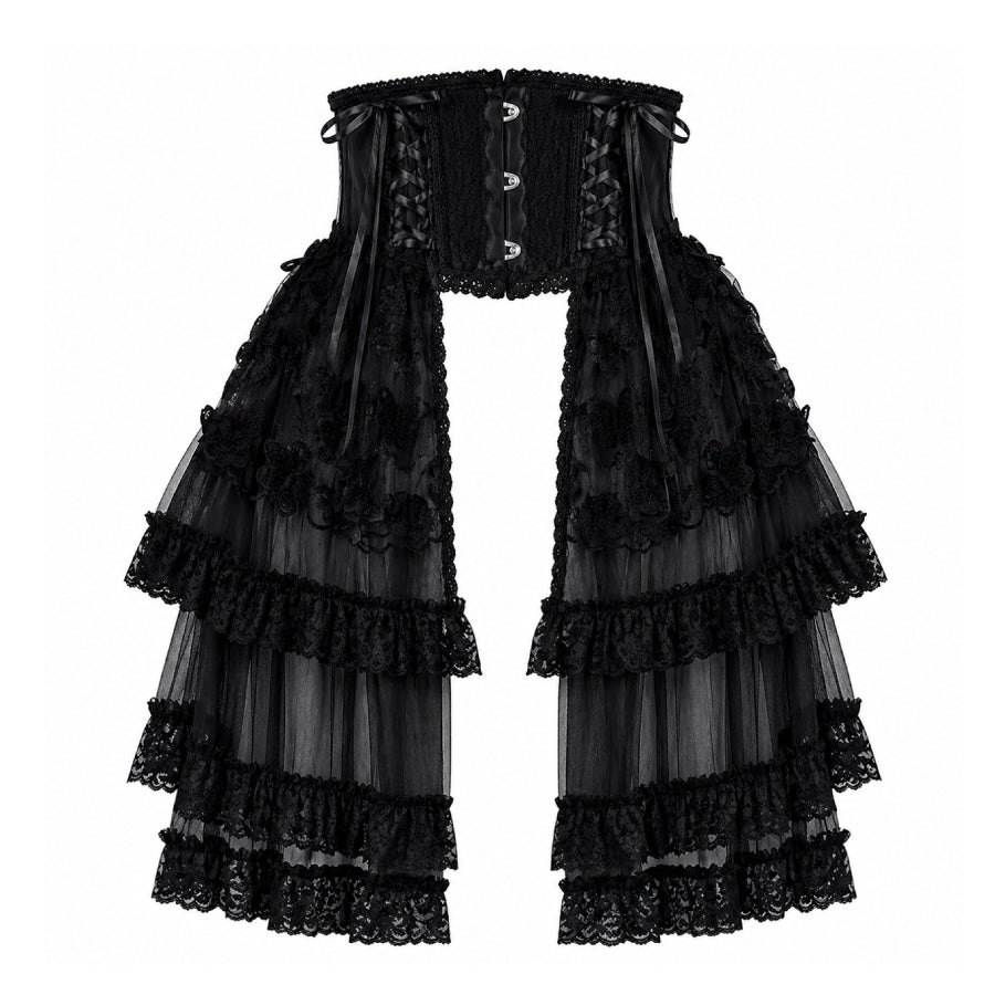 MIDNIGHT BUTTERFLY LACE TAIL VERY SHORT CORSET(BLACK)