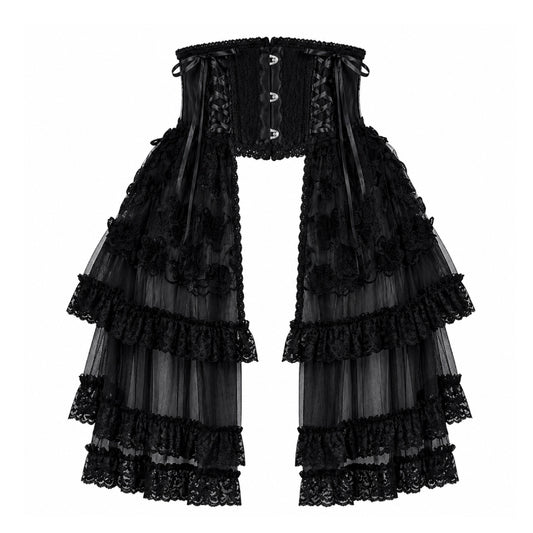 MIDNIGHT BUTTERFLY LACE TAIL VERY SHORT CORSET(BLACK)