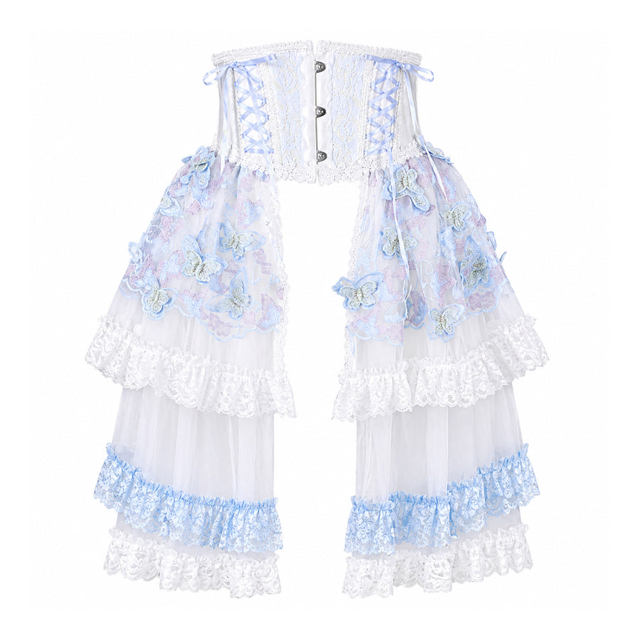 BLUE BUTTERFLY LACE TAIL VERY SHORT CORSET (BLUE)
