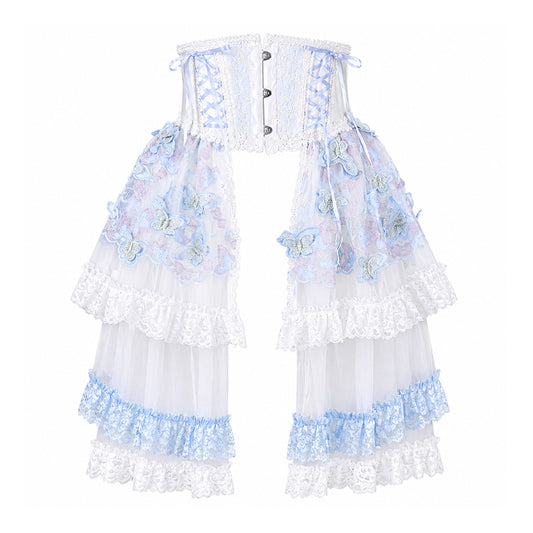 BLUE BUTTERFLY LACE TAIL VERY SHORT CORSET (BLUE)