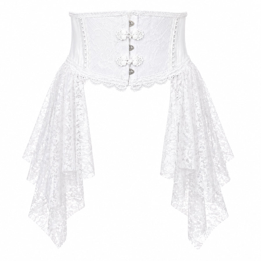 CHINA BUTTON VERY SHORT CORSET (WHITE × WHITE)