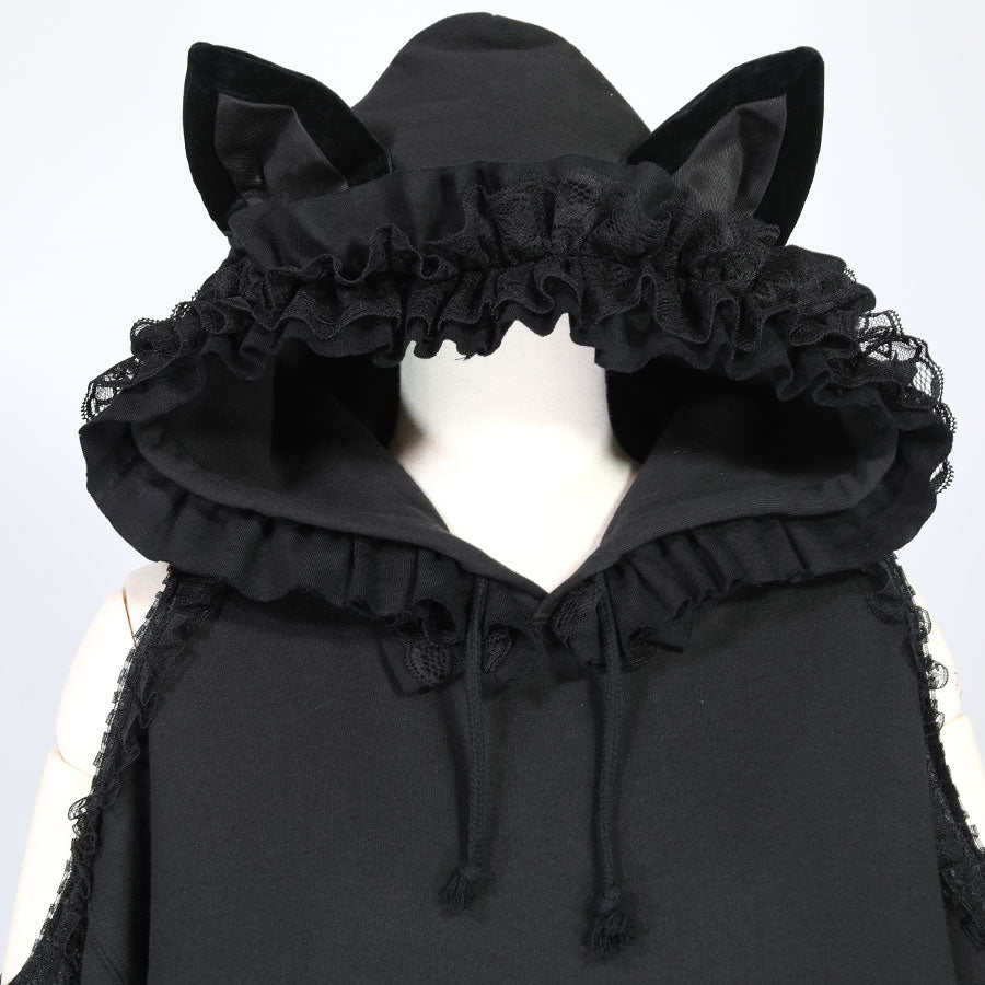 H&A CAT EARS PARKA DRESS(BLACK)