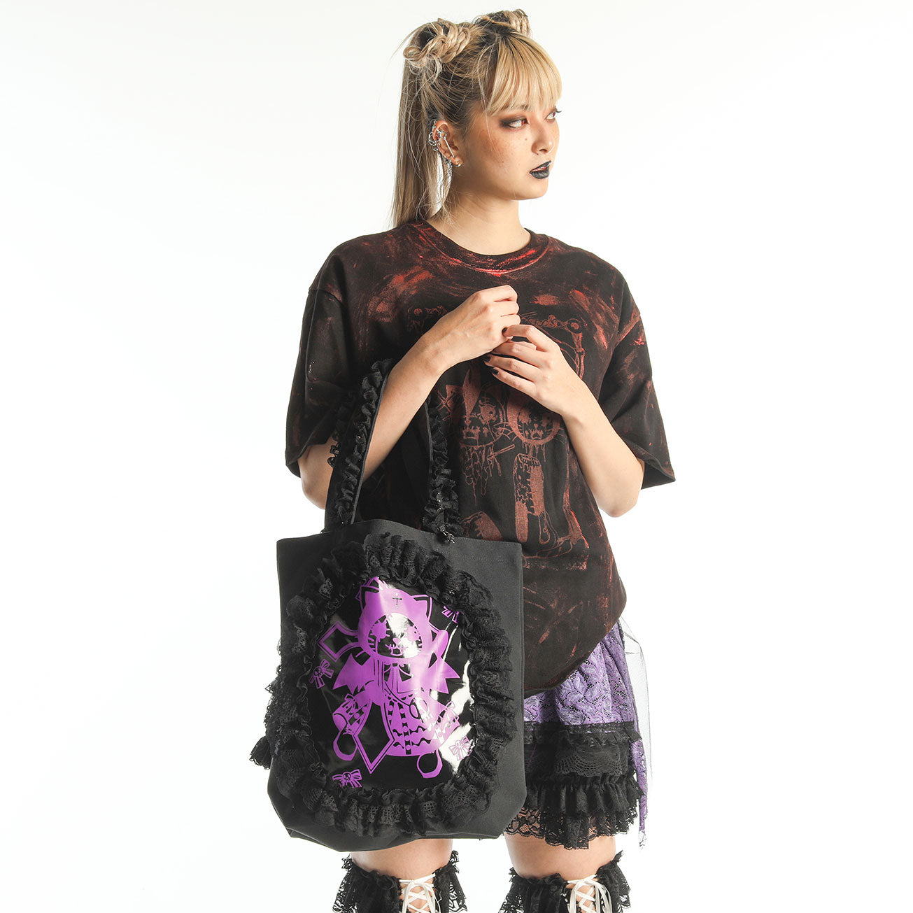 H&A ANGRY TOTE BAG(BLACK x PURPLE)