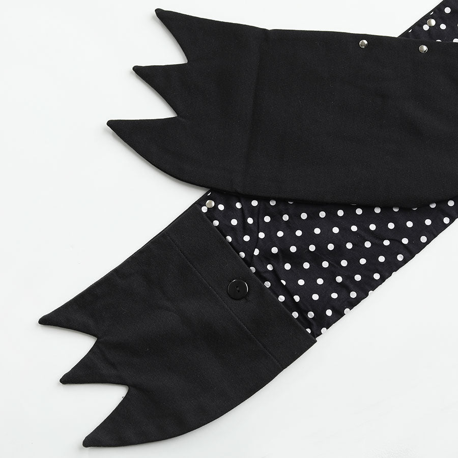 H&A CAT EARS HOODIE SCARF(BLACK x WHITE-DOTS)