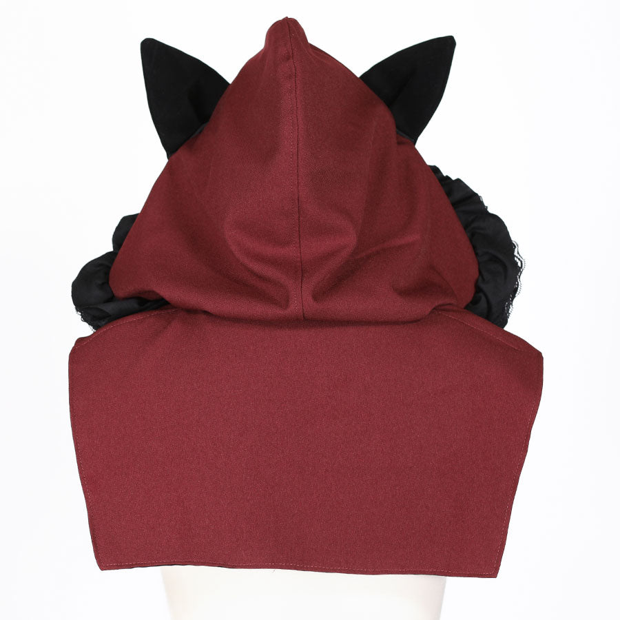 H&A CAT EARS HOOD MINI CAPE(BLACK x RED)