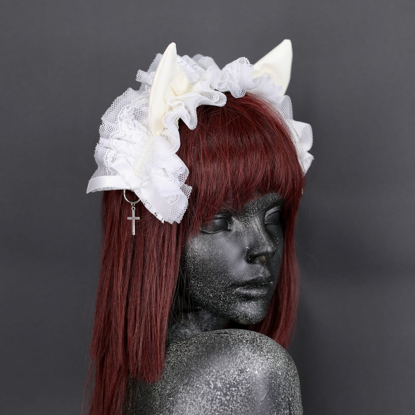 H&A Akuma Neko Devil Cat Head Dress(WHITE x WHITE)