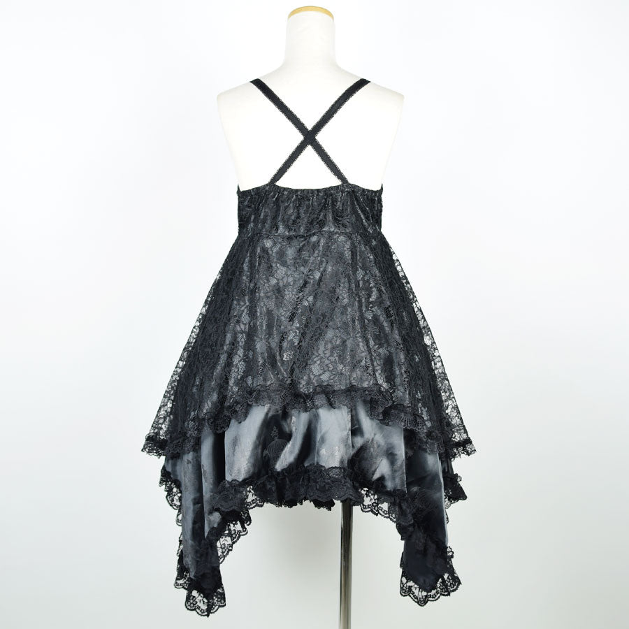 H＆A印刷Babydoll哥特式连衣裙（黑色X黑色）