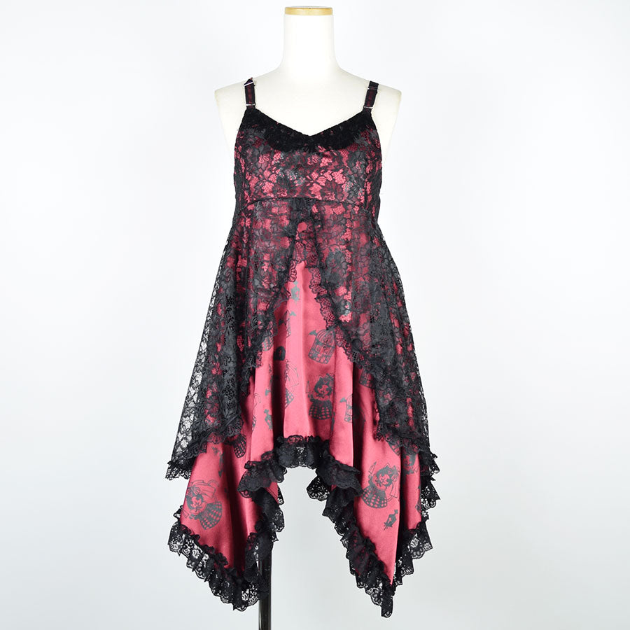 H＆A印刷Babydoll哥特式连衣裙（红色X黑色）