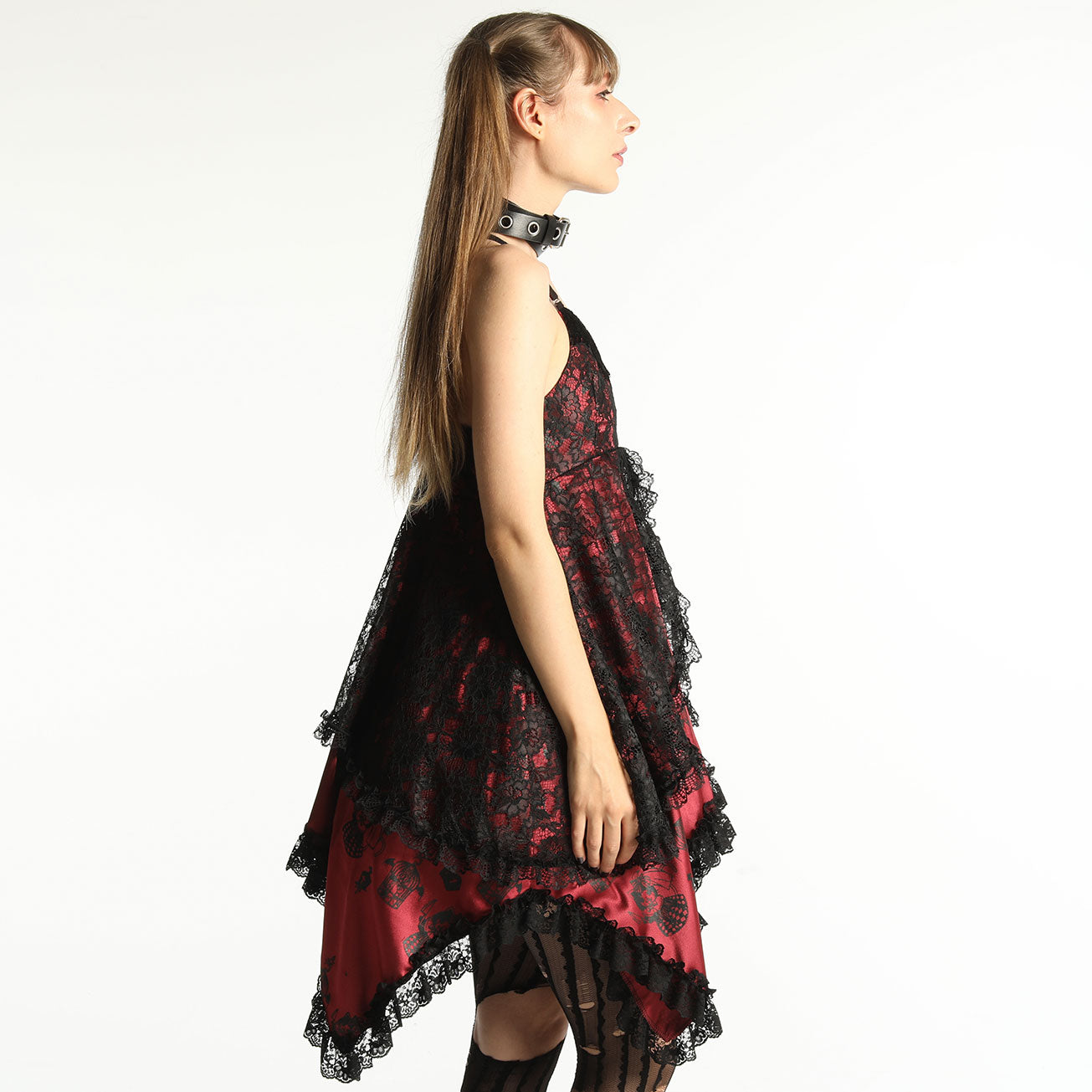 H＆A印刷Babydoll哥特式连衣裙（红色X黑色）