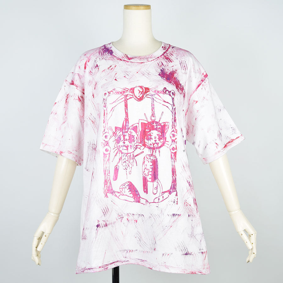 H&A PRINT AND PAINT BIG T-SHIRT(WHITE x RED)