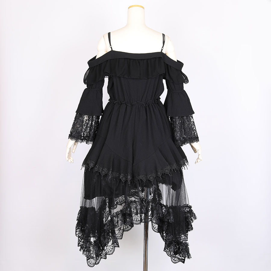 Midnight Ball Princess Sleeve Dress(BLACK)