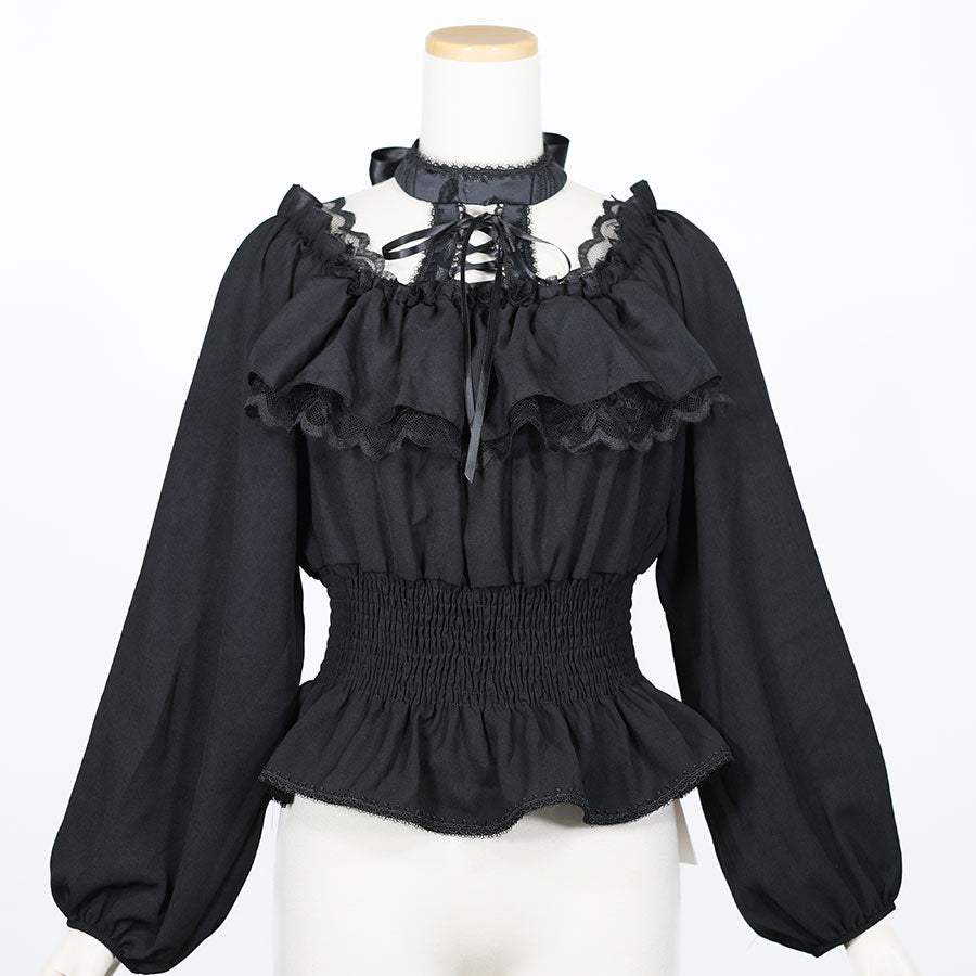 LACE UP OVER OFF SHOULDER BLOUSE (BLACK) – MAJOH