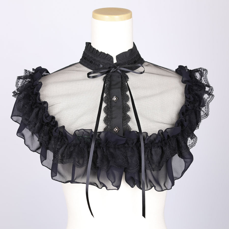 GOTHIC NECK VEIL CAPE (BLACK)