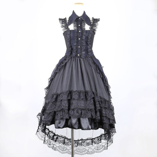 2way Neck Design Bustle Dress (Black)