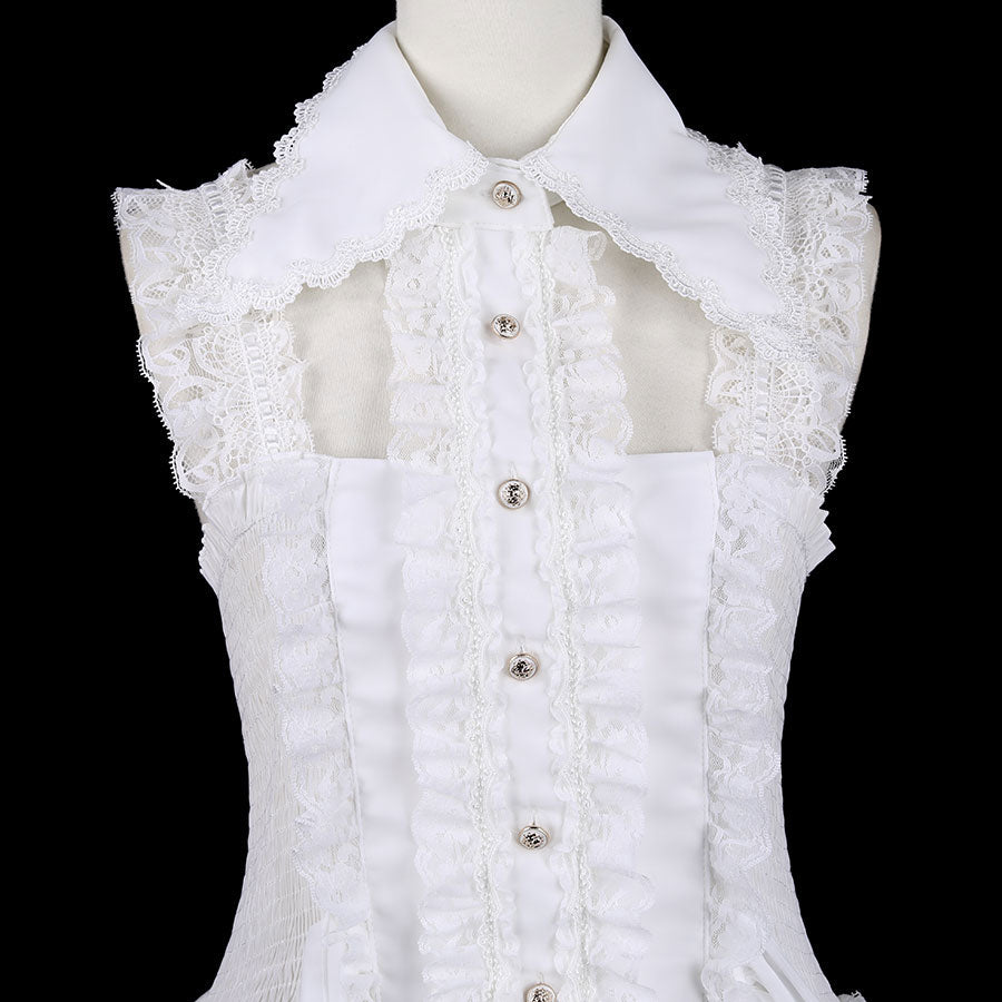 2WAY NECK DESIGN BUSTLE DRESS(WHITE)