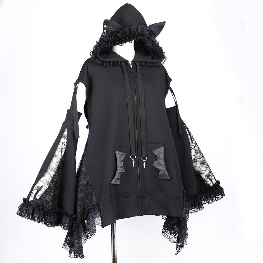 H&A PIERCED CAT EARS DRESS VEST(BLACK)