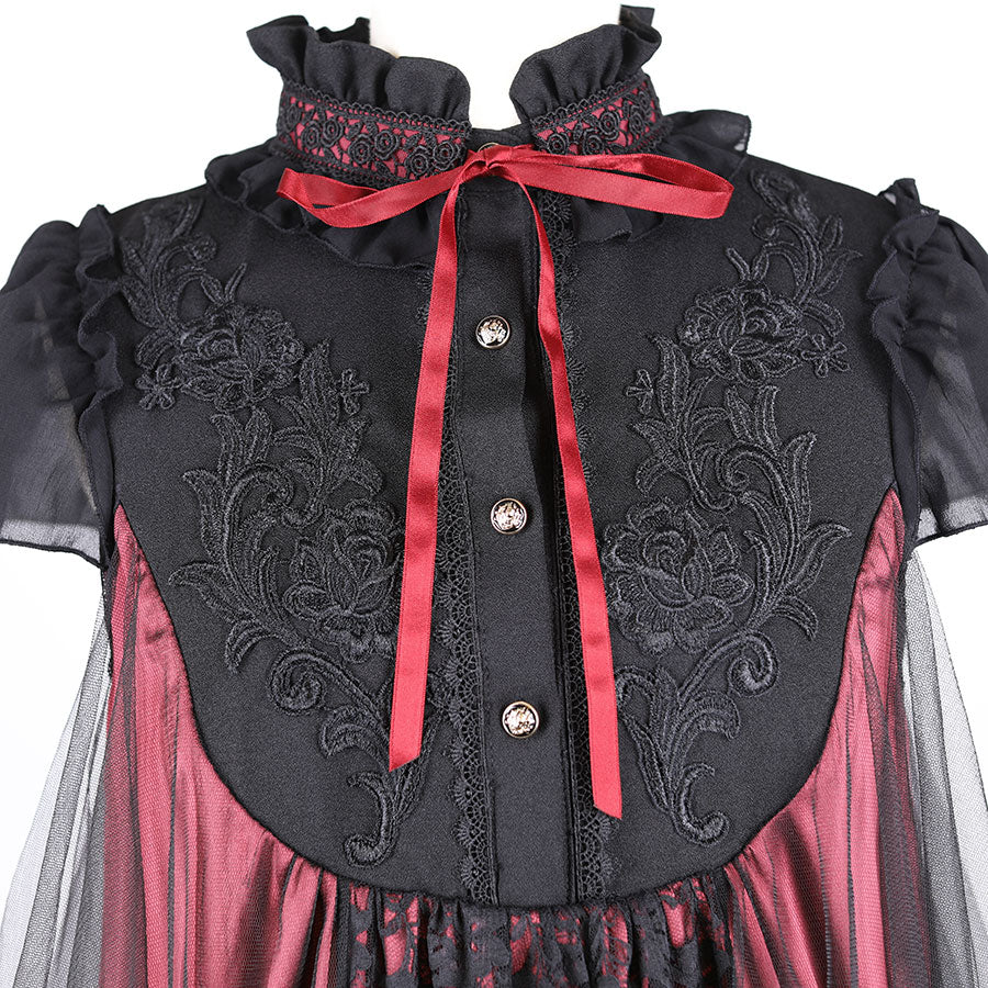 EMBROIDERY ANGEL WING DRESS(BLACK x RED)