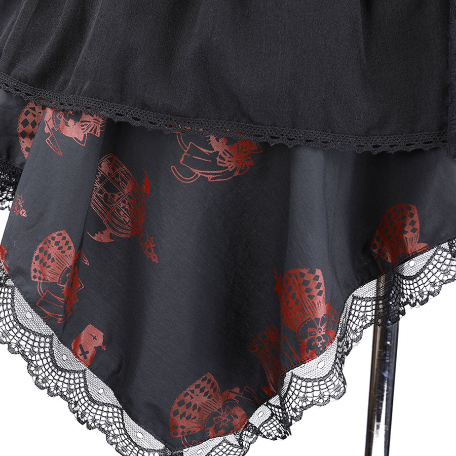 H＆A猫尾丝带裙（黑色X红色）
