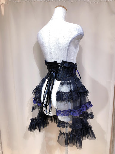 TIERED SIDE TAIL VERY SHORT CORSET (BLACK × PURPLE)