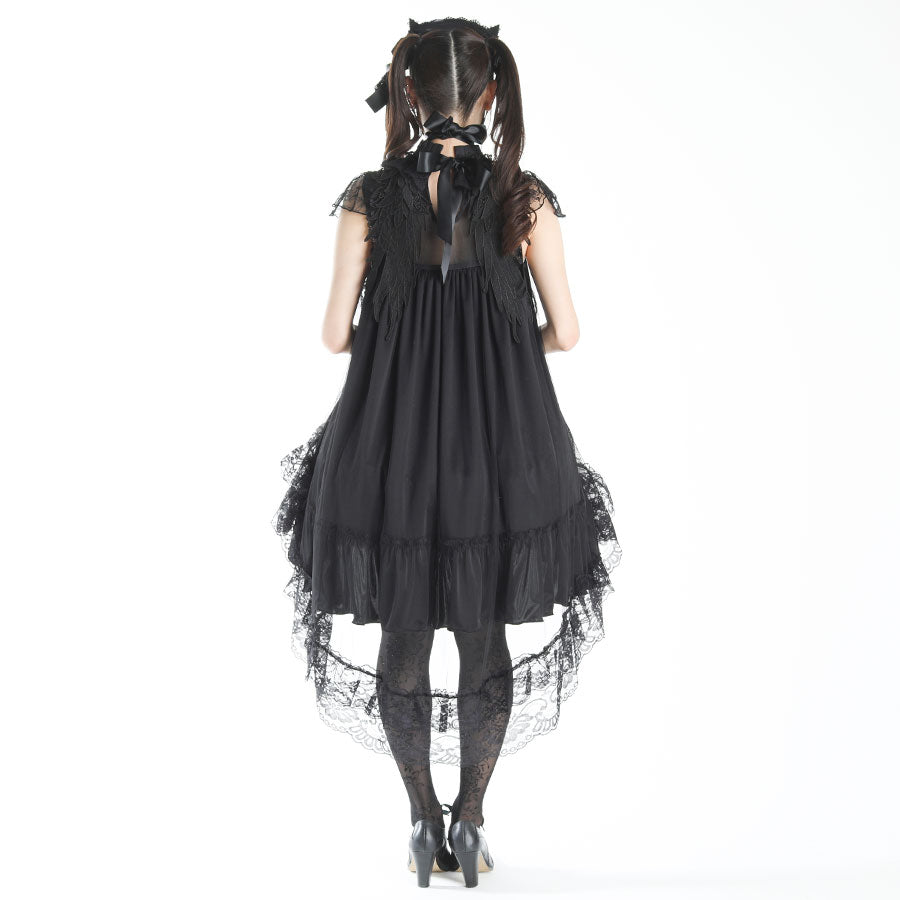 CROCHET LACE ANGEL WING DRESS (BLACK Plain ver.)