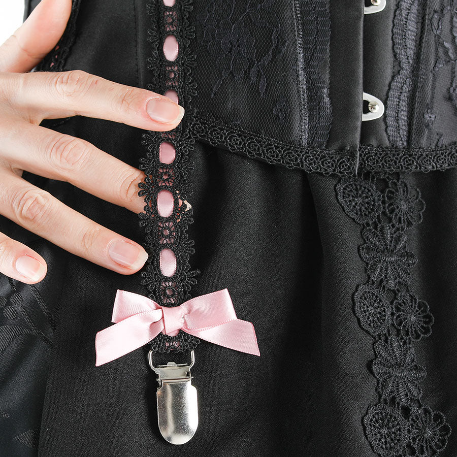 GARTER BELT-LIKE VERY SHORT CORSET (BLACK x PINK) MAJOH GARTER BELT-LIKE VERY SHORT CORSET (BLACK x PINK) MAJOH